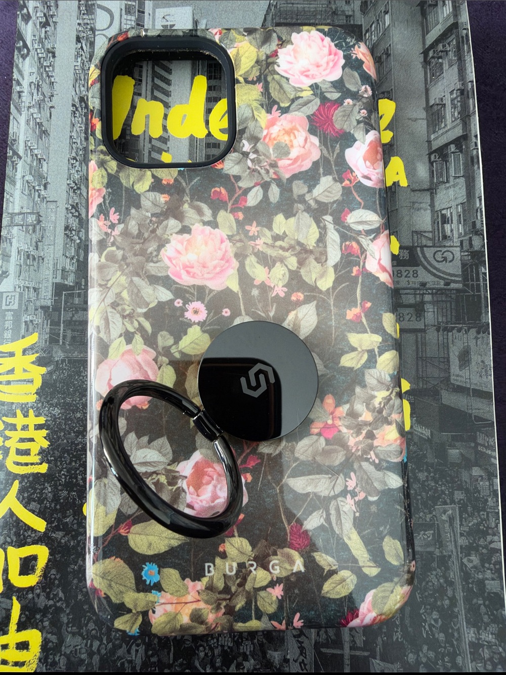 Burga Floral Rose iPhone 12 Pro Phone Case (with Ring Grip)